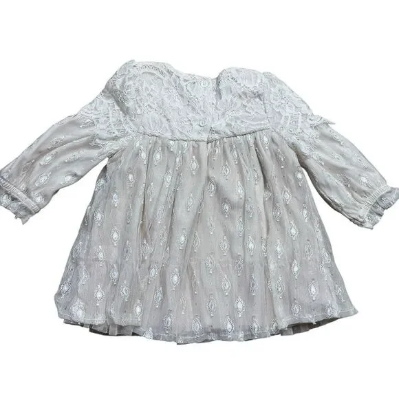 NANNETTE Baby Girl Lace Crochet Dress Top Church Event Formal Floral Ivory 12 Mo - Picture 2 of 7